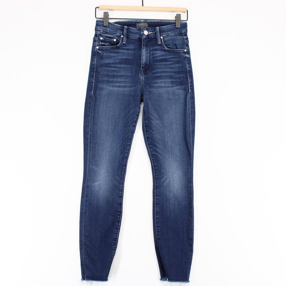 Mother Looker Jeans Womens 25 Blue High Waisted Ankle Fray Skinny Denim Stretch